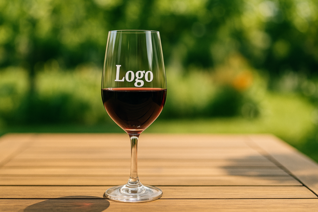 Bedrucktes Rotweinglas für Weinfest