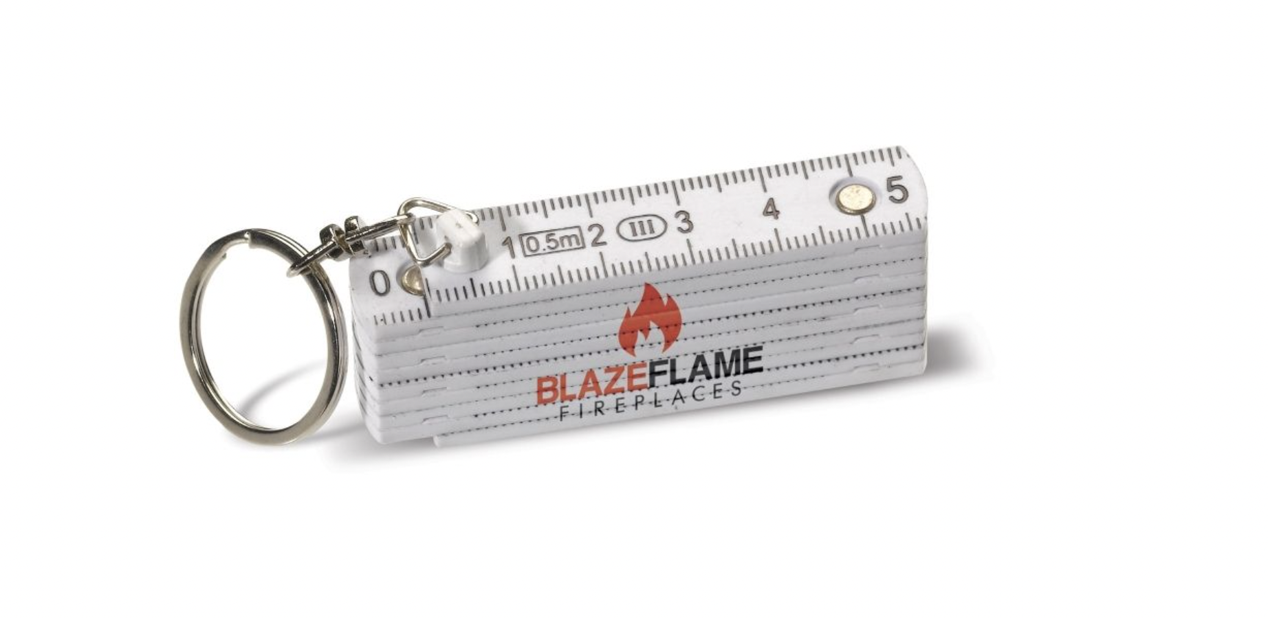 Ein bedruckter Minizollstock mit Logo als Schlüsselanhänger. Er eignet sich perfekt als Give-away für Handwerksbetriebe, die neue Kunden generieren möchten.